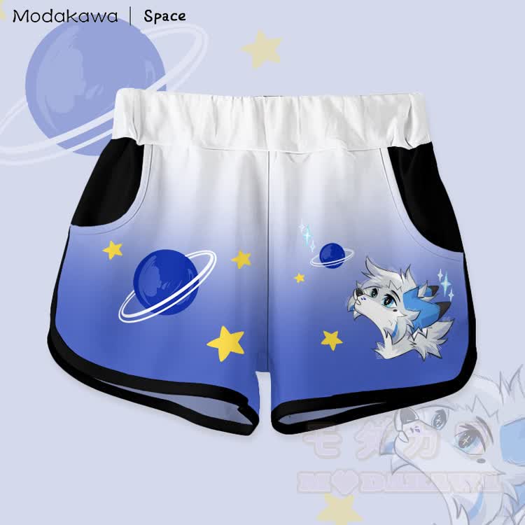 MODAKAWA X Space Barker Looking Up Graphic Shorts - Blue - 5XL - image 1