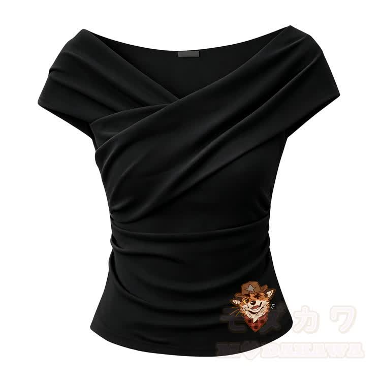 MODAKAWA X atka Fox Graphic Off Shoulder Top & Mesh Maxi Skirt - Schwarzes Oberteil - One Size - image 2