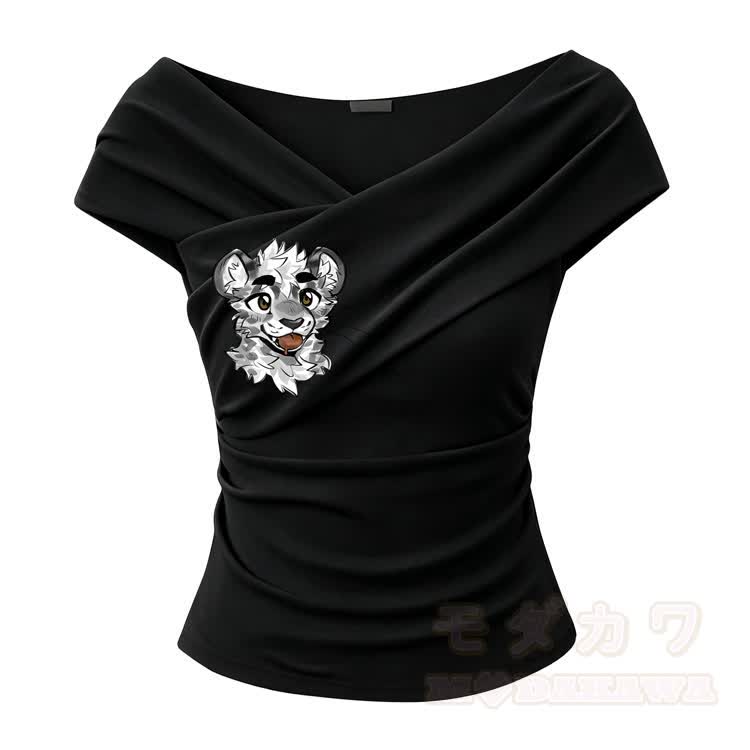 MODAKAWA X atka Tiger Graphic Off Shoulder Top & Mesh Maxi Skirt - Schwarzes Oberteil - One Size - image 2