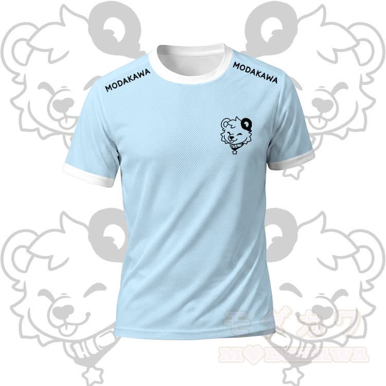 MODAKAWA X popipeko Herren-Sport-T-Shirt mit Bärenmotiv „Zunge raus“ und passender Shorts mit Kordelzug - Blaues Oberteil - 5XL - image 2