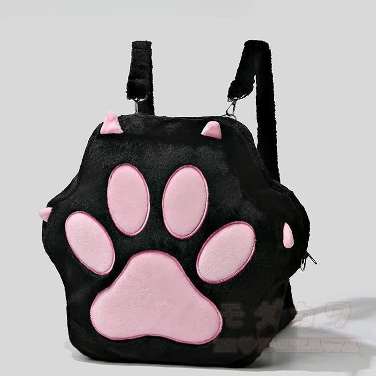 Rucksack aus Plüsch mit schwarzer Katzenpfote - Schwarz - One Size - image 2