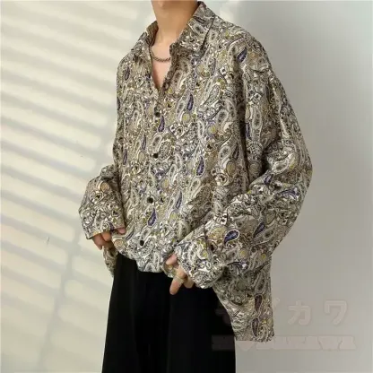 Herren-Langarmhemd mit Vintage-Print und Knopfleiste - Mehrfarbig AA - 3XL - image 28