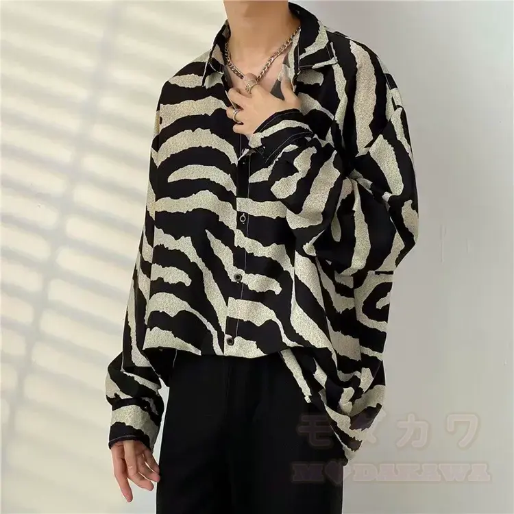 Herren-Langarmhemd mit Vintage-Print und Knopfleiste - Mehrfarbiges Z - 3XL - image 27