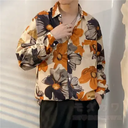 Herren-Langarmhemd mit Vintage-Print und Knopfleiste - Mehrfarbiges AL - 3XL - image 39