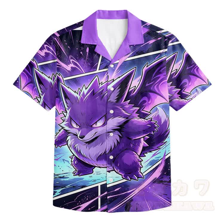 Modakawa-Shirt mit Anime-Print und passende Shorts - Lila Hemd - 5XL - image 2