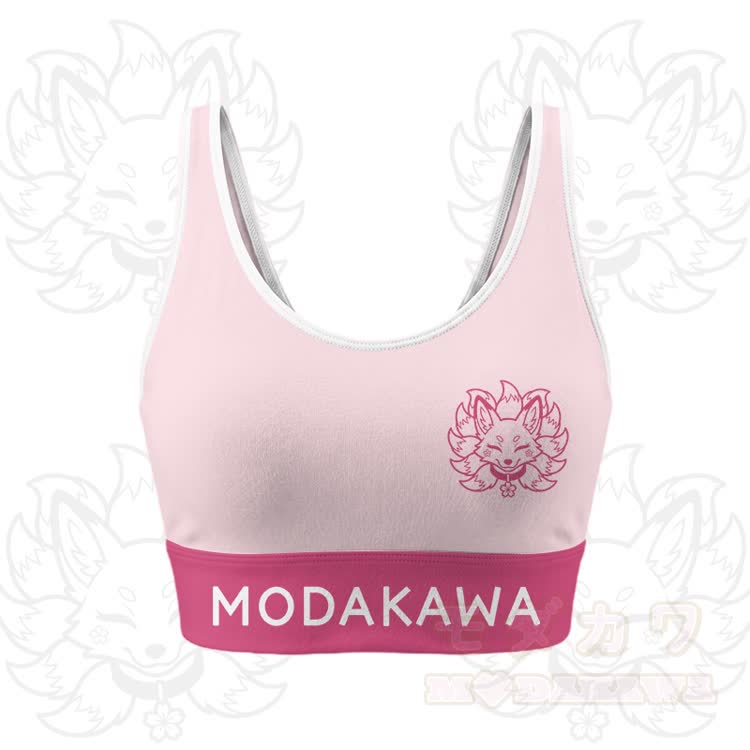 Neunschwänziger Fuchs Grafik Crop Tank Top Sport Shorts Modakawa passendes Outfit - Rosa Top - 5XL - image 2