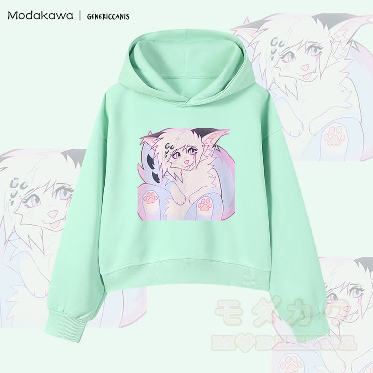 MODAKAWA X genericcanis Fuchs-Charakter-Grafik-Crop-Couche aus Baumwolle - Grün - 3XL - image 2