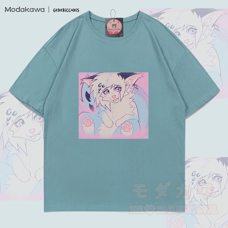 MODAKAWA X genericcanis Zunge-raus-Fuchs-Grafik-T-Shirt aus 100 % Baumwolle - Grün - 5XL - image 1
