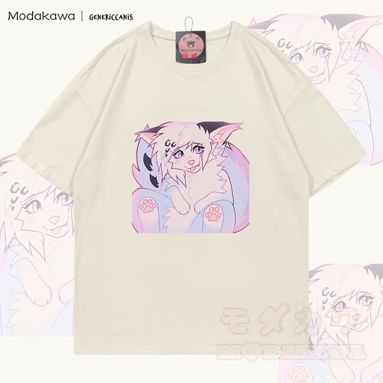 MODAKAWA X genericcanis Fuchszunge-raus-Grafik-T-Shirt aus 100 % Baumwolle - Hellbeige - 5XL - image 1