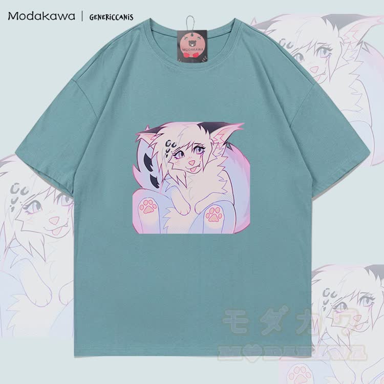 MODAKAWA X genericcanis Fuchszunge-raus-Grafik-T-Shirt aus 100 % Baumwolle - Grün - 5XL - image 2