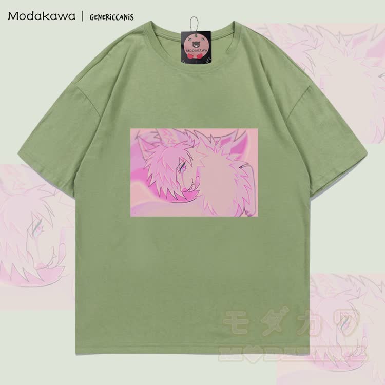 MODAKAWA X genericcanis Charakter Fuchs Grafik 100% Baumwolle T-Shirt - Hellgrün - 5XL - image 1
