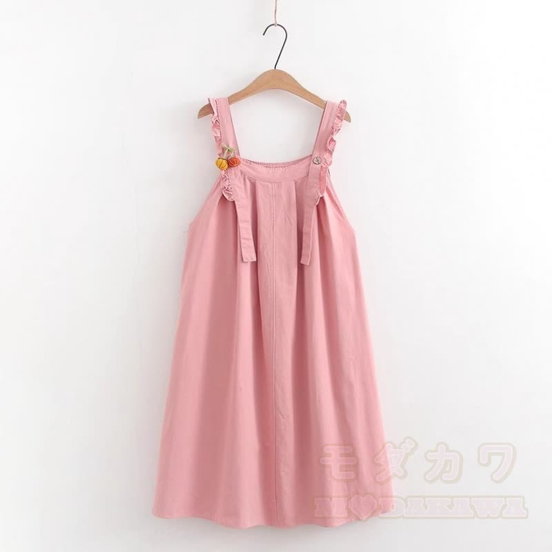 College-Stil Kurzarm-Hemdkleid mit Trägern, zweiteiliges Set - Rosa Kleid A - XL - image 12