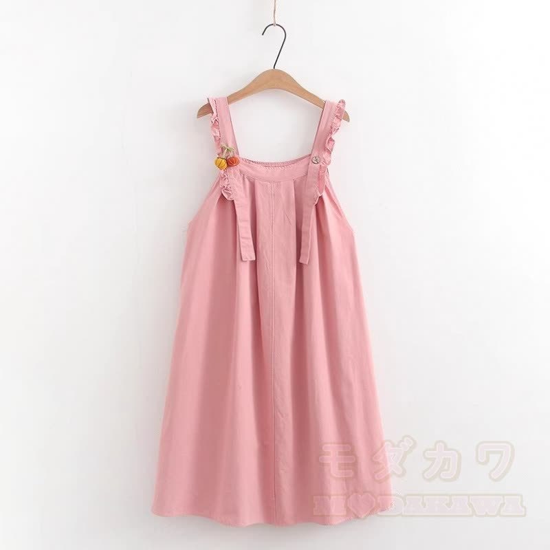 College-Stil Kurzarm-Hemdkleid mit Trägern, zweiteiliges Set - Rosa Kleid A - XL - image 12