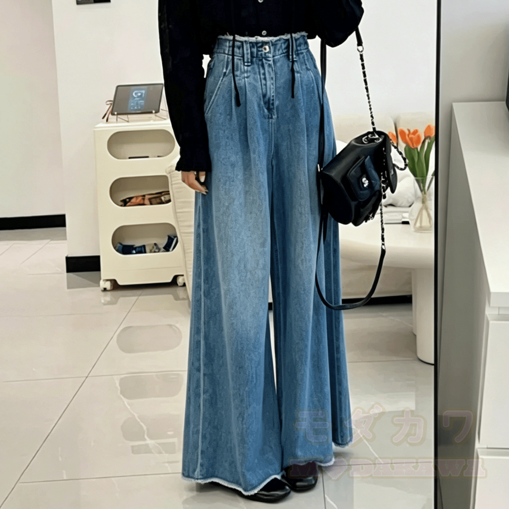 Trendiges zweiteiliges Set: Asymmetrisches, pinkfarbenes Kurzarmtop mit Jeanshose - image 8