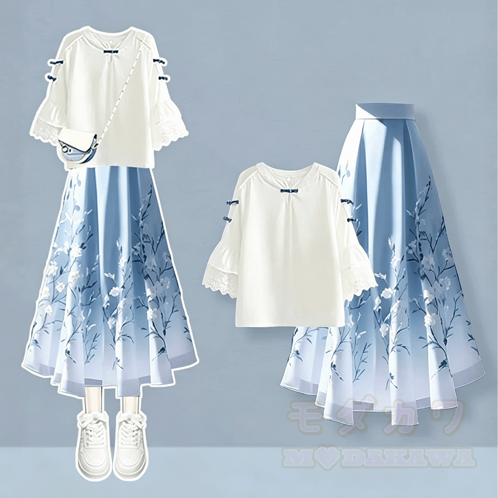 Schickes Sommerkleid mit Rundhalsausschnitt, fließendem Oberteil und zweiteiligem Set - Satz - 3XL - image 1