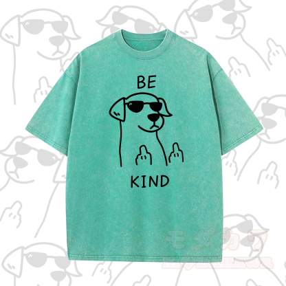 MODAKAWA BE KIND Cooles Kurzarm-T-Shirt mit Hundeprint - Grün A - 5XL - image 1