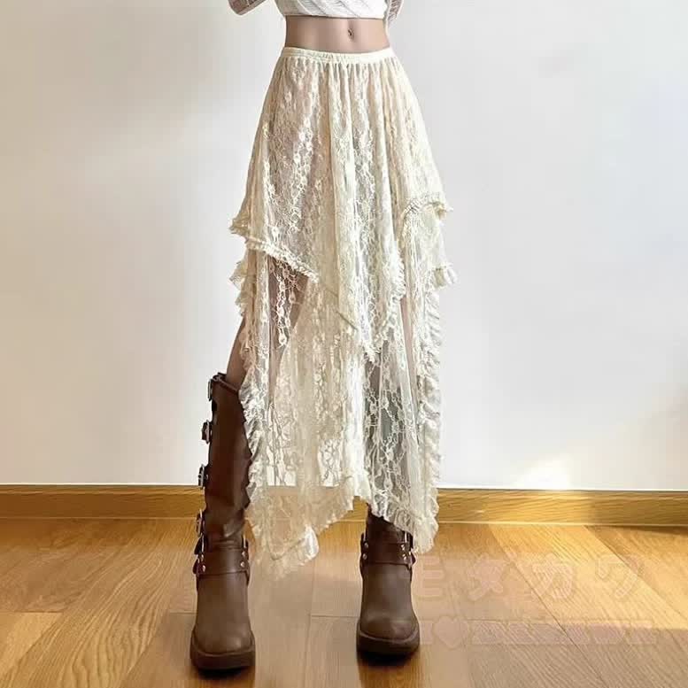 Vintage-Tamikleid mit Spitzenrock, zweiteiliges Set - Kleid - 4XL - image 3