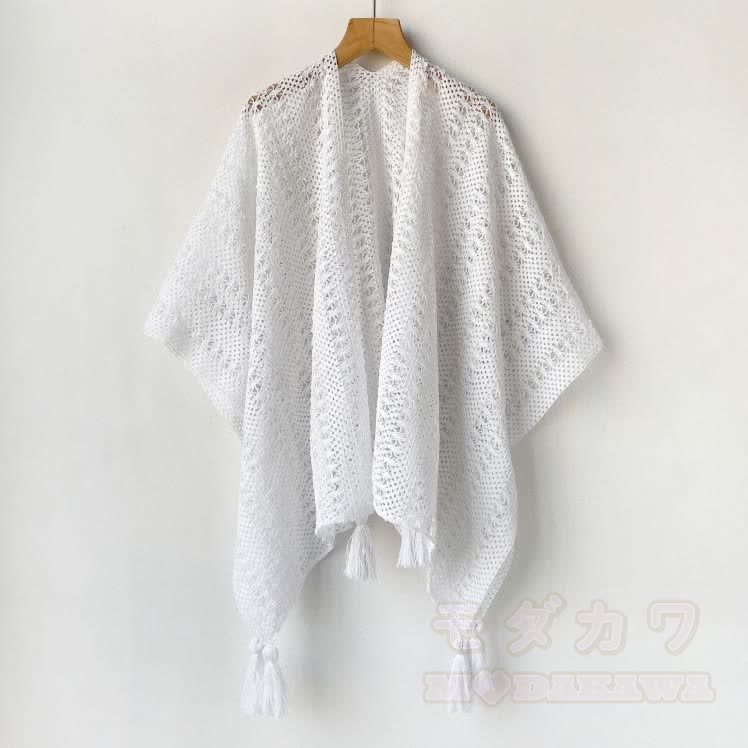 Bohemian Cami Dress with Aperty Knit Shatal Set Two Pieces Set - Weißer Schal - One Size - image 10