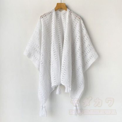 Bohemian Cami Dress with Aperty Knit Shatal Set Two Pieces Set - Weißer Schal - One Size - image 10
