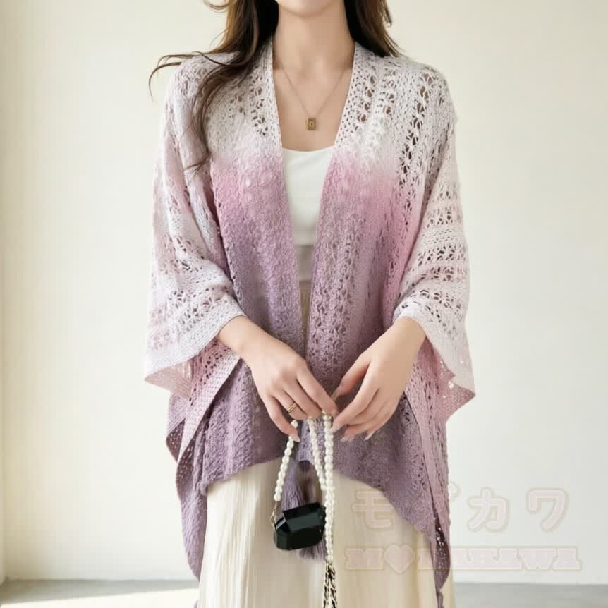 Bohemian Cami Dress with Aperty Knit Shatal Set Two Pieces Set - Mokka Ombre Schal - One Size - image 9
