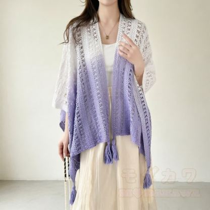Bohemian Cami Dress with Aperty Knit Shatal Set Two Pieces Set - Lila Farbverlaufsschal - One Size - image 8