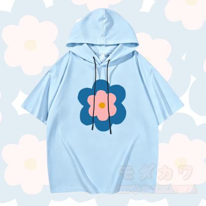MODAKAWA X Trevor Basset Kurzarm-Hoodie mit Blumenmuster - Himmelblau - 3XL - image 1