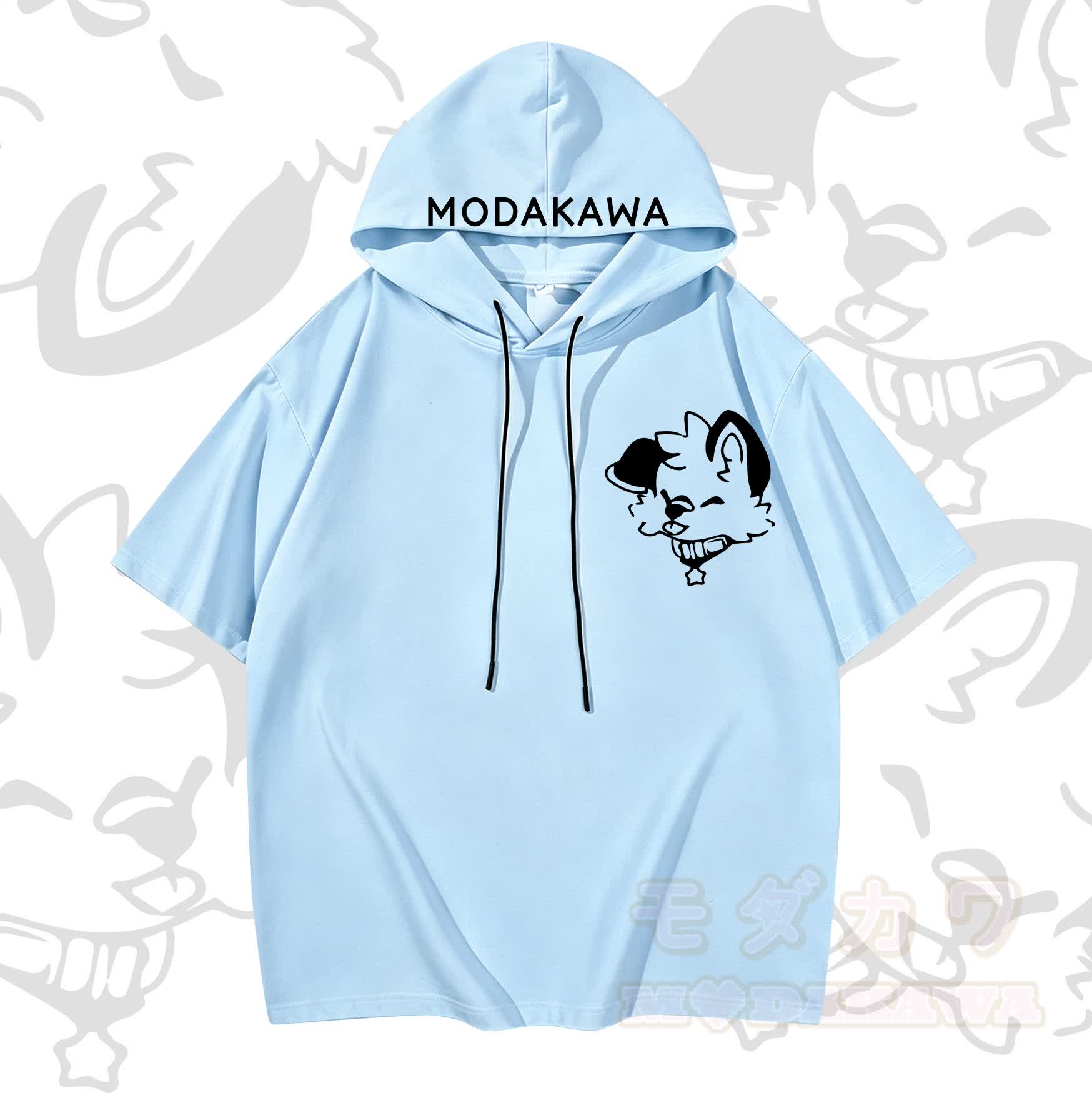 MODAKAWA Kurzarm-Hoodie mit lustigem Hundemotiv – Lustiger Hunde-Hoodie - Himmelblau - 3XL - image 1