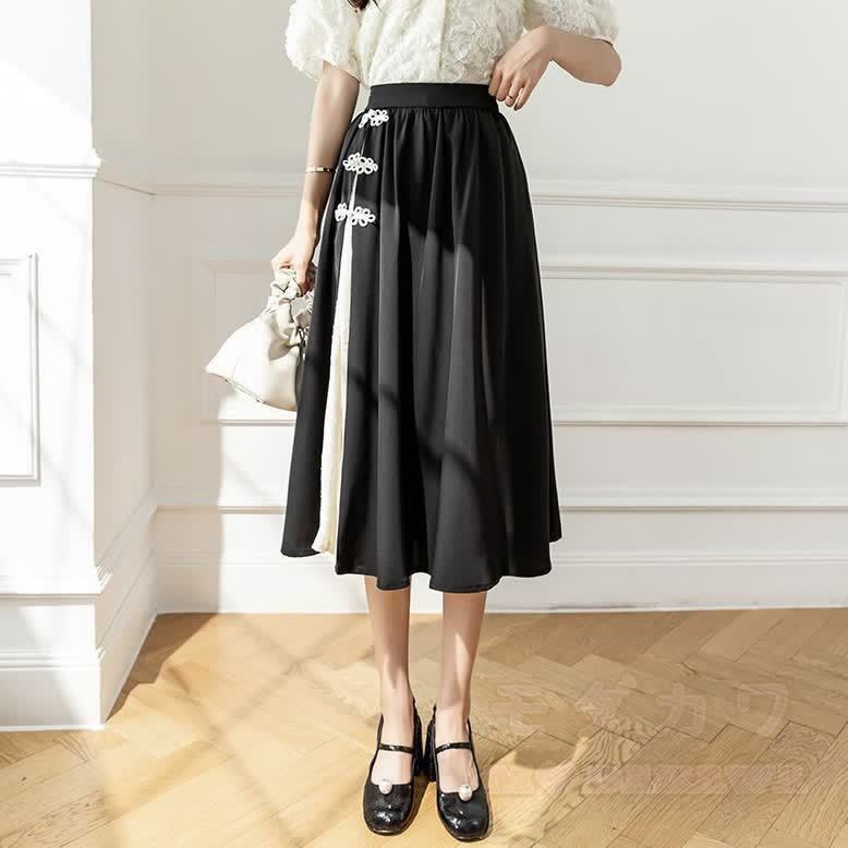 Zweiteiliges Set: Grünes, durchbrochenes Strickoberteil mit Rock im Vintage-Stil und Knopfleiste. - Kleid - XL - image 5