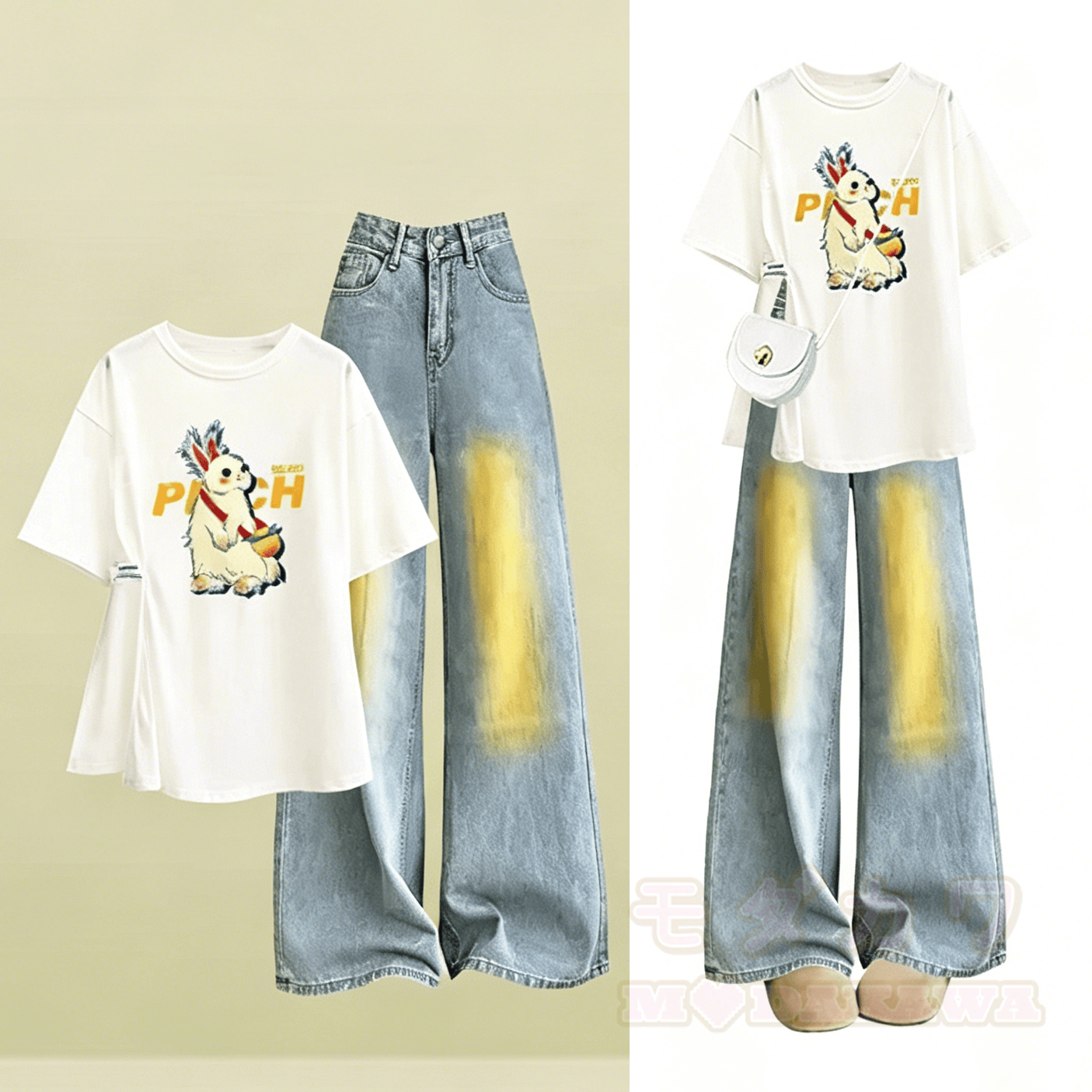 Sommerliches Freizeit-T-Shirt und Jeans-Zweiteiler-Set - Satz - 3XL - image 1