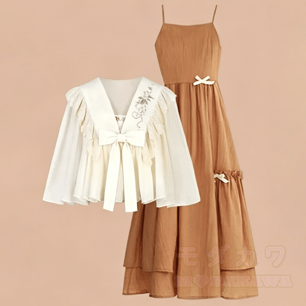 Vintage-Zweiteiler: Besticktes Cropped-Hemd mit passendem Trägerkleid - image 2