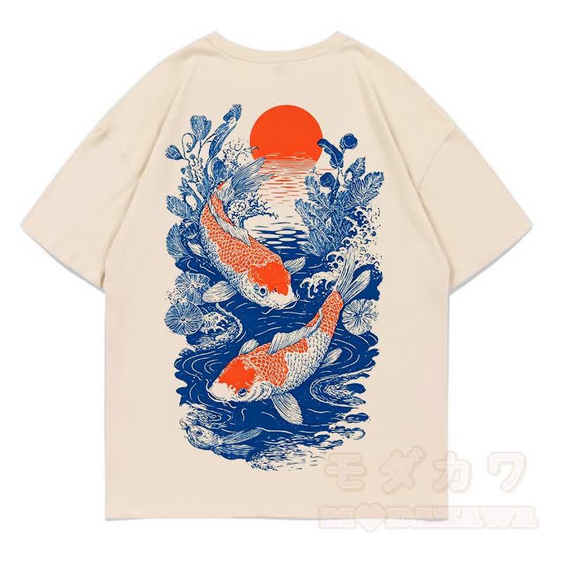 MODAKAWA Print Loose Summer Kurzarm-T-Shirt - Beige - 5XL - image 1