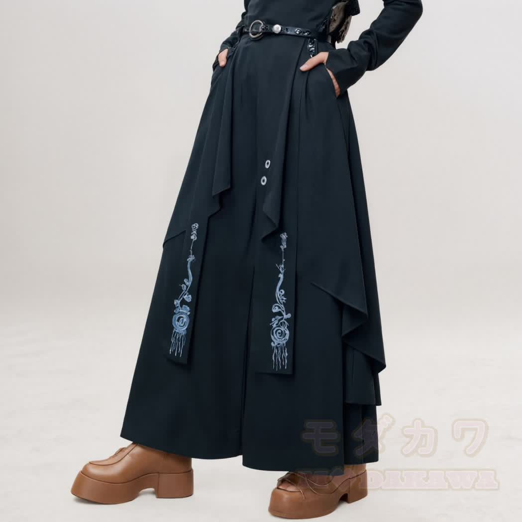 Vintage-Hose mit asymmetrischem Lagen-Patchwork und weitem Bein - image 5
