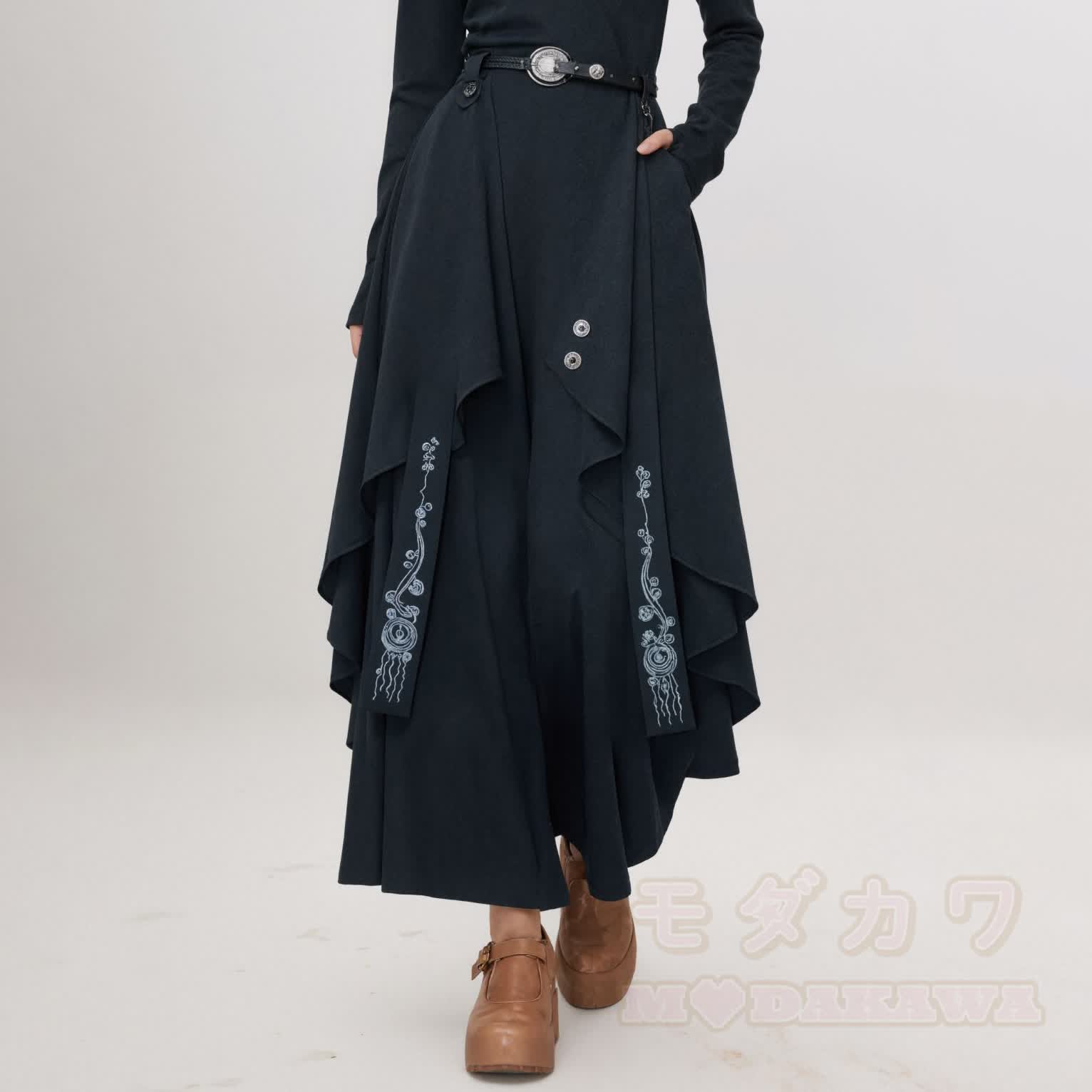 Vintage-Hose mit asymmetrischem Lagen-Patchwork und weitem Bein - image 4