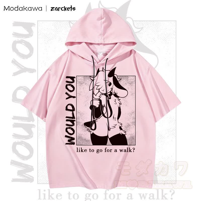 MODAKAWA X zarckets WOULD YOU Niedlicher Hoodie mit Ziegenprint T-Shirt - Rosa - 3XL - image 1