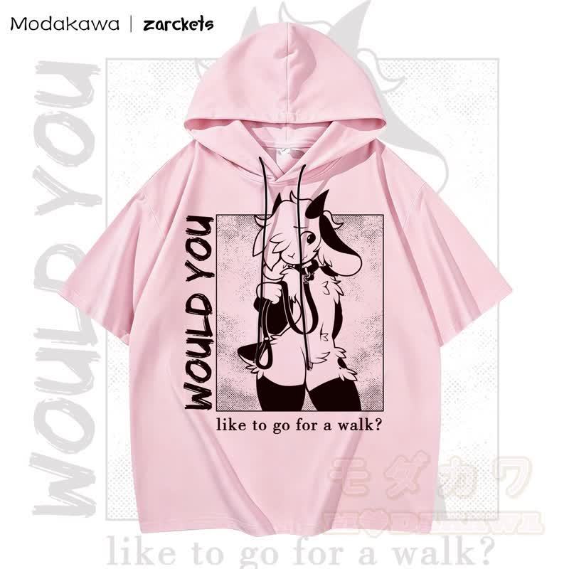 MODAKAWA X zarckets WOULD YOU Niedlicher Hoodie mit Ziegenprint T-Shirt - Rosa - 3XL - image 1