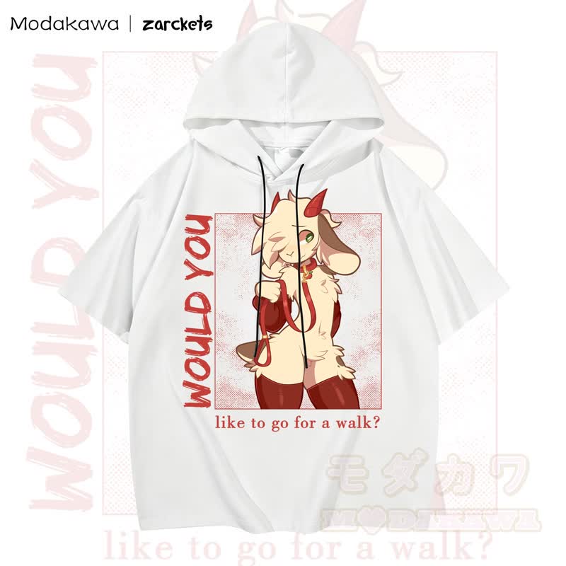 MODAKAWA X zarckets WOULD YOU Hoodie T-Shirt mit Ziegenprint - Weiß - 3XL - image 1