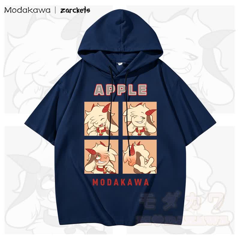 MODAKAWA X zarckets APPLE Goat Print Stripes Hoodie T-Shirt - Marineblau - 3XL - image 1