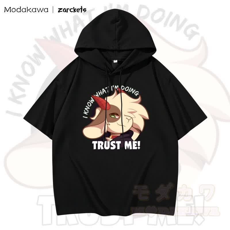 MODAKAWA X zarckets TRUST ME Hoodie T-Shirt mit Ziegenprint  - Schwarz - 3XL - image 1