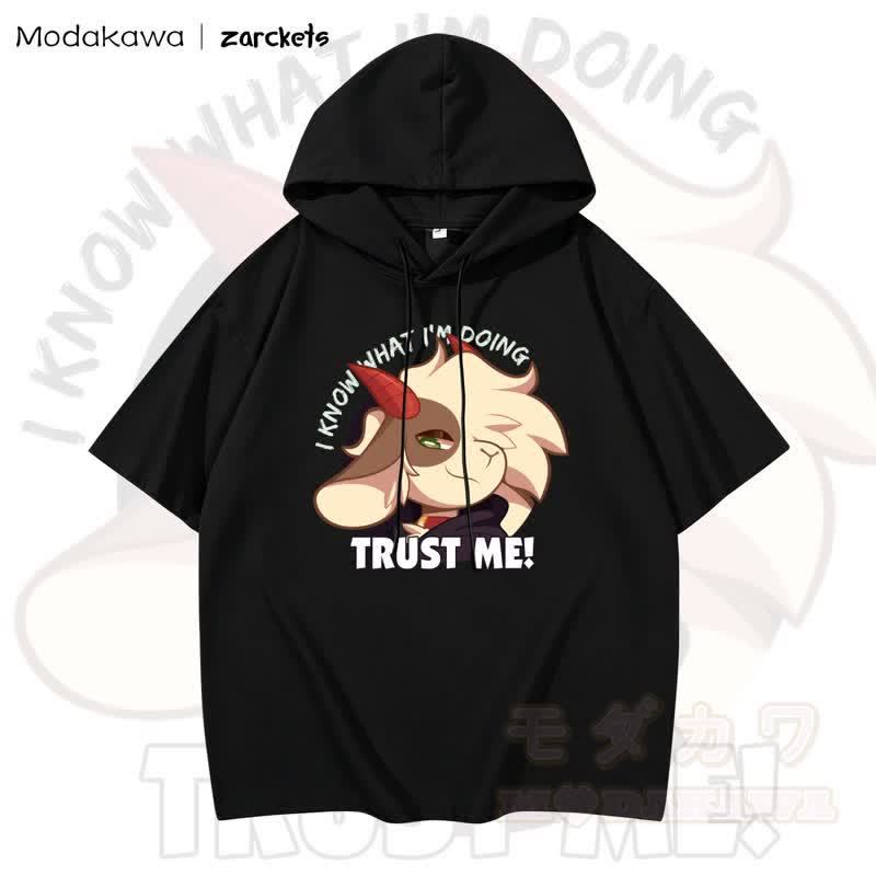 MODAKAWA X zarckets TRUST ME Hoodie T-Shirt mit Ziegenprint  - Schwarz - 3XL - image 1