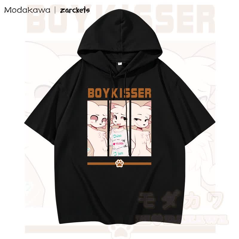 MODAKAWA X zarckets BOYKISSER Katzenprint Hoodie T-Shirt  - Schwarz - 3XL - image 1