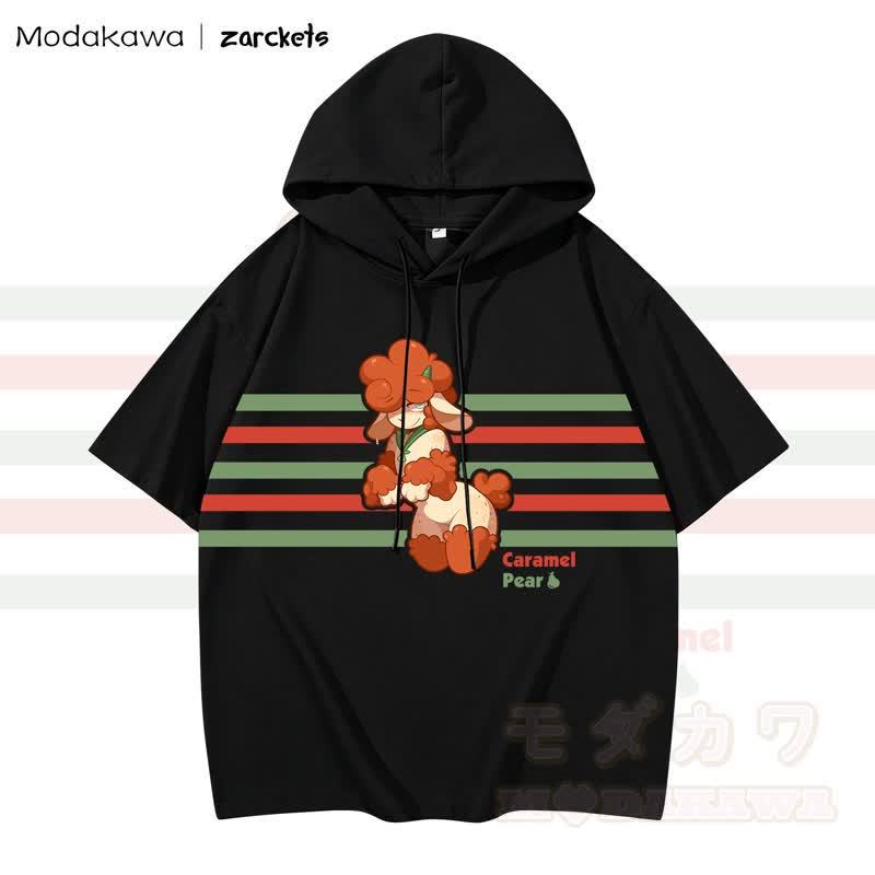 MODAKAWA X zarckets CARAME PEAR Hoodie T-Shirt mit Ziegenprint und Streifen - Schwarz - 3XL - image 1