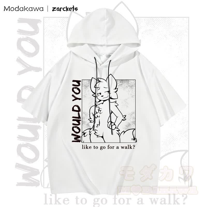 MODAKAWA X zarckets WOULD YOU Katzenprint Hoodie T-Shirt  - Weiß - 3XL - image 1