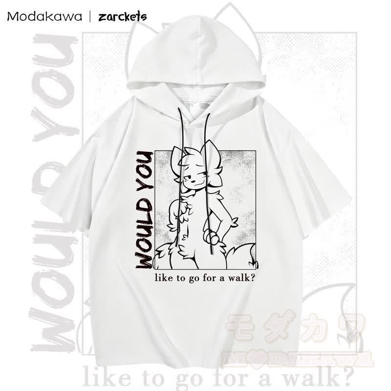 MODAKAWA X zarckets WOULD YOU Katzenprint Hoodie T-Shirt  - Weiß - 3XL - image 1