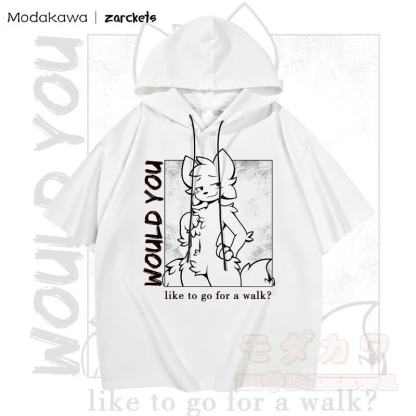 MODAKAWA X zarckets WOULD YOU Katzenprint Hoodie T-Shirt  - Weiß - 3XL - image 1