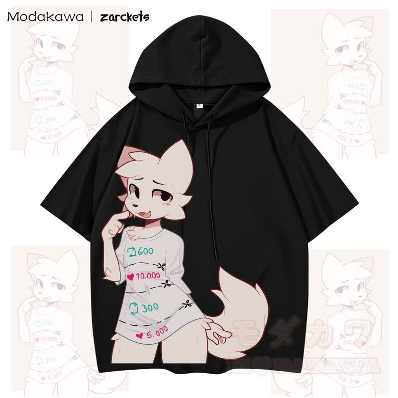 MODAKAWA X zarckets Katzenprint Hoodie T-Shirt  - Schwarz - 3XL - image 1