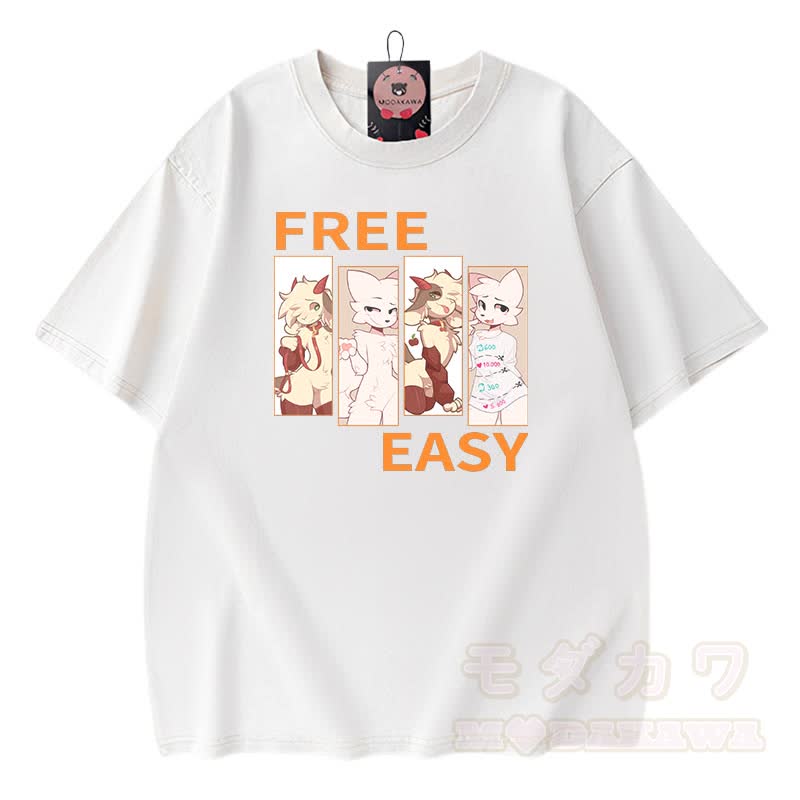 MODAKAWA X zarckets FREE EASY Graphic Vintage Washed 100% Cotton T-Shirt - Weiß - 3XL - image 2