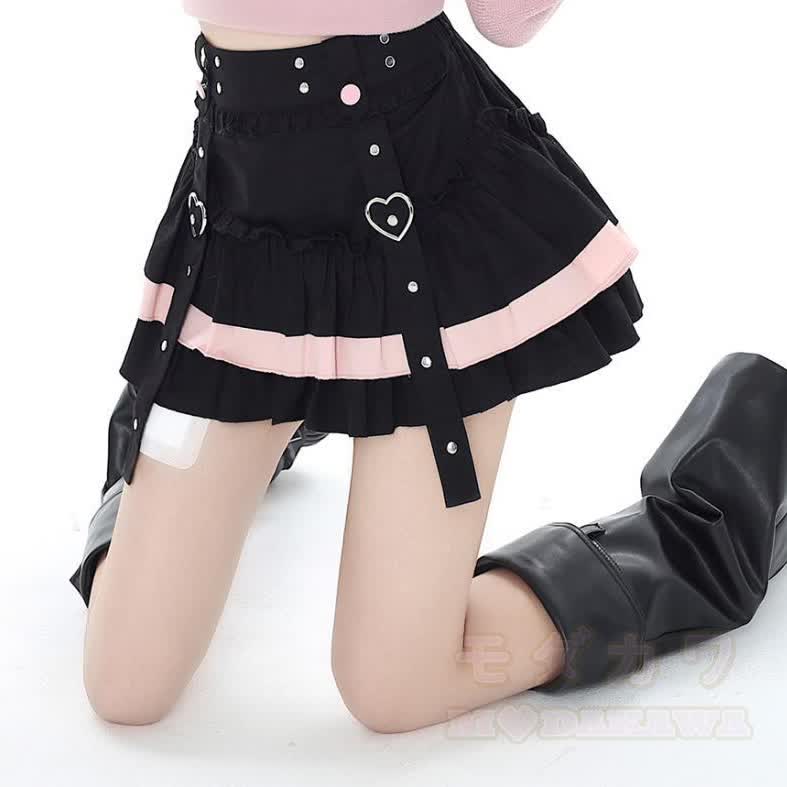 MODAKAWA X zarckets Anime Fox Graphic Kurzarm-Hoodie mit Minirock Zweiteiler-Set - image 5