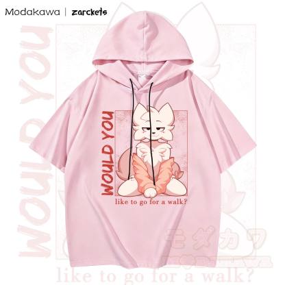 MODAKAWA X zarckets Anime Fox Print Hoodie T-Shirt - Rosa - 3XL - image 1