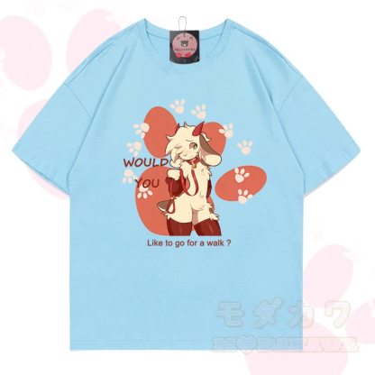 MODAKAWA X zarckets Goat Graphic 100% Baumwoll-T-Shirt - Himmelblau - 5XL - image 13