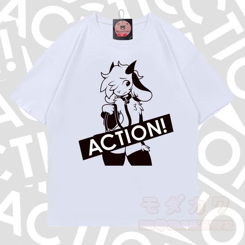 MODAKAWA X zarckets ACTION Goat Graphic 100% Baumwoll-T-Shirt - Weiß - 5XL - image 3